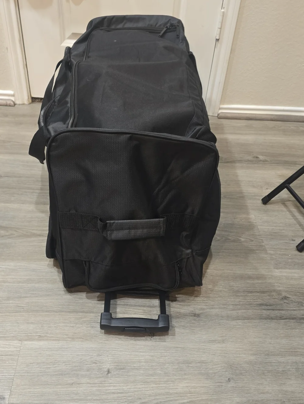 True Religion Logo Travel Rolling Duffel Bag- Black